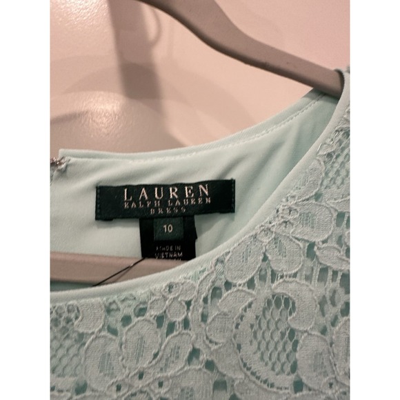 Ralph Lauren Lace Mint Green Midi Dress‎ Sleeveless Lined Cocktail Formal 10 - Picture 2 of 4